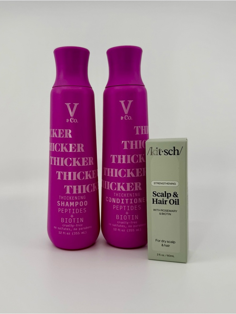 V & Co • Thickening Shampoo + Conditioner • Biotin • Kitsch Hair Oil • New